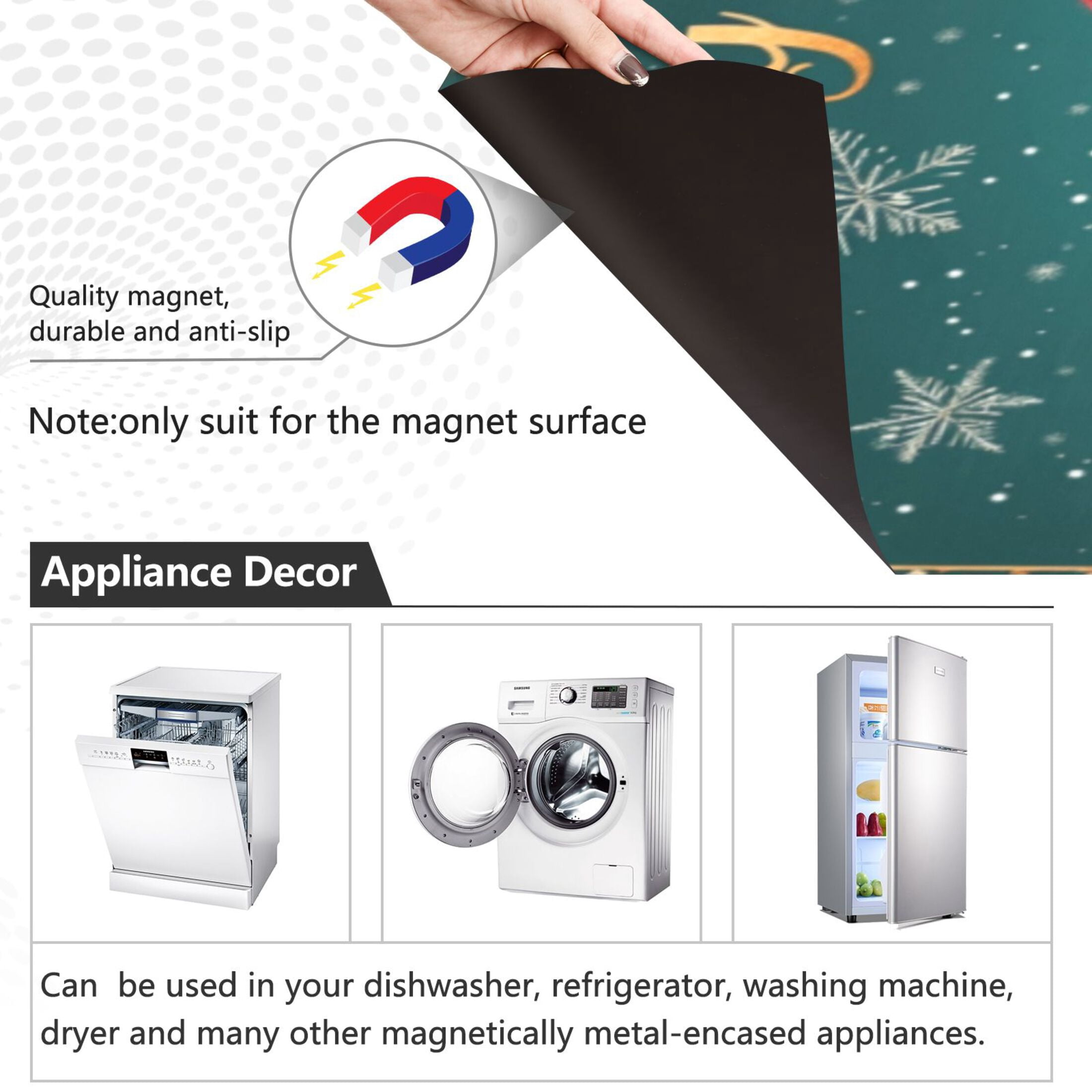 Dishwasher Magnetic Sticker 23x26 Inch Refrigerator Magnetic Sticker Washing Machine Magnetic Sticker Kitchen Panel Magnetic Sticker Home Decor Christmas Lovely Snowman Picture