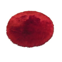 FUDAKUNA Fluffy Area Rug Shaggy  Round 24" x 24" Red Soft Plush Faux Sheepskin Floor Mats Chair Sofa Cushion