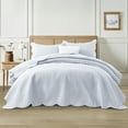 thumbnail image 3 of Ameha 3 Piece Quilt Set Chevron Embossed Bedspread Reversible Ultrasoft Microfiber Adult Bedding White Color King, 3 of 11