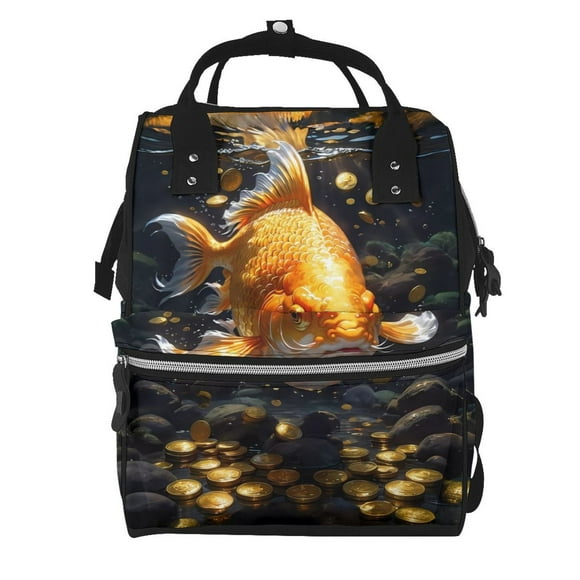 Disketp Golden Koi And Treasure Mochila de Pañales de Gran Capacidad con Múltiples Bolsillos, Mochila de Viaje Multifuncional para Bebé, Unisex, Moderna y Resistente