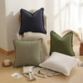 thumbnail image 3 of XmhyTop-A Beige Fringe Throw Pillows 45*45cm Washed Cotton Decorative Cushions, Set of 2, 3 of 4