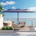 thumbnail image 2 of 13 ft double sided rectangle patio market umbrella - heavy duty, waterproof, windproof, blue para poolside, lawn, backyard, 2 of 10