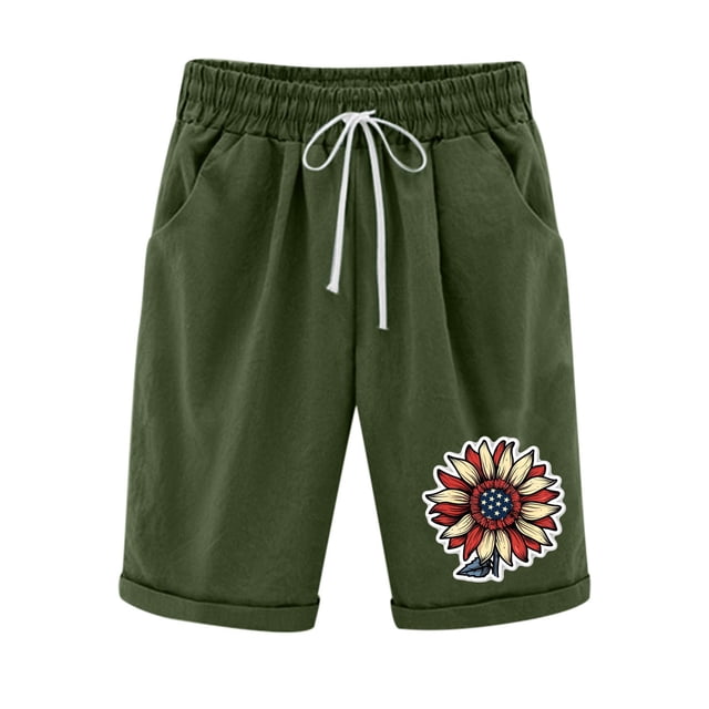 Pantalones Cortos Casuales Impresos de la Cintura Elástica con Bolsillos, Pantalones Casuales para Todo el Uso Diario de la Temporada