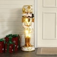 thumbnail image 6 of 3Ft Tall White and Gold Nutcracker Soldier Decoration with Scepter and Lights, 6 of 12