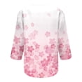 thumbnail image 4 of WXLWZYWL Womens Tunic Summer Tops 3/4 Sleeve v Neck Plus Size Boho Floral Printing Tops Button Down Trendy Casual Loose Pullover Shirts, 4 of 5