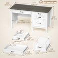 thumbnail image 2 of 54" Farmhouse Executive Computer Desk with 4 Drawers, White Wood Grain Office Desk with Adjustable File Rails for A4/Letter Folders, Spacious Writing Table for Home Study, 2 of 7
