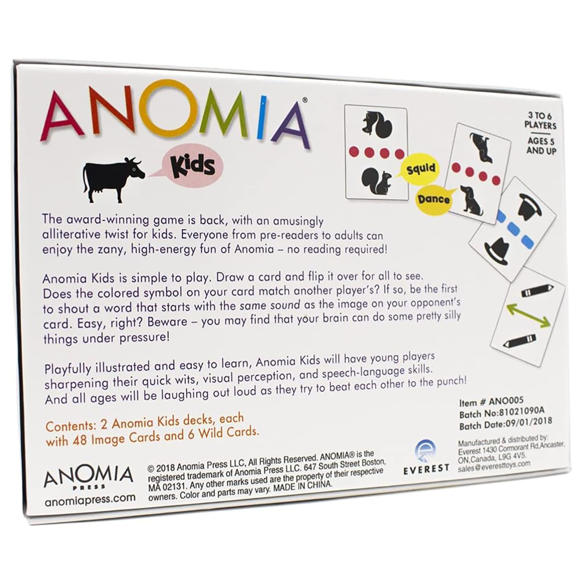 Anomia Kids - Family Card Game, Funny Party Game, No Reading Required, Card Flipping Shout Out the Word Fun, Fast-Paced Gameplay, Ages 5+, 3-6 Players