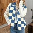 thumbnail image 2 of Cnbwig Womens Jackets Casual Coats Loose Square Checkered Zipper Cardigan Vest Warm Sleeveless Retro Coat Thick Winter Wear Coat Trendy Streetwear Outerwear A-Blue XXL, 2 of 5