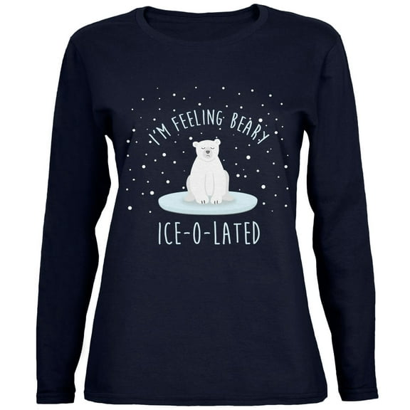 Old Glory Womens Winter Feeling Very Iceolated Isolated Polar Bear Pun Long Sleeve T Shirt