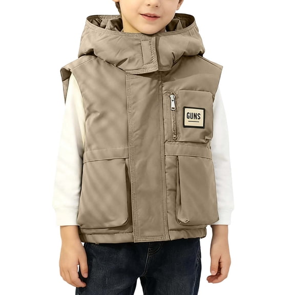 RUTAYY Children Boys Puffer Vest Winter Sleeveless with Pocket Down Jacket Daily Wear Chic Holiday Coat