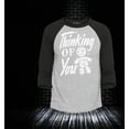 thumbnail image 2 of Shop4Ever Men's Thinking of You Voodoo Doll Halloween Raglan Baseball Shirt Small Heather Grey/Black, 2 of 4