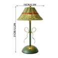 thumbnail image 3 of Vintage Woven Rechargeable Table Lamp Bow Decor Cordless LED Portable Desk Night Light with 3 Color Dimmable for Bedroom Nightstand Christmas Decor, Green, 3 of 7