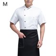 thumbnail image 2 of Summer Chef Coat Polyester Chef Uniform Botones con bolsillos delanteros Traje de catering Cocina de moda Suministros para cafetera Blanco M seitruly LF000330-07, 2 of 7