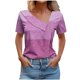 thumbnail image 1 of Tops de Algodón para Mujeres Cuello en V Casual de Manga Corta, Imitación Algodón Primavera Y Blusa de Verano, 1 of 5