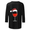 thumbnail image 4 of LiMoi Women's Ugly Sweater Style Wine Shirt 3/4 Sleeve Round Neck Festive Top Tees Tshirts Blouse for Christmas My Items, 4 of 5