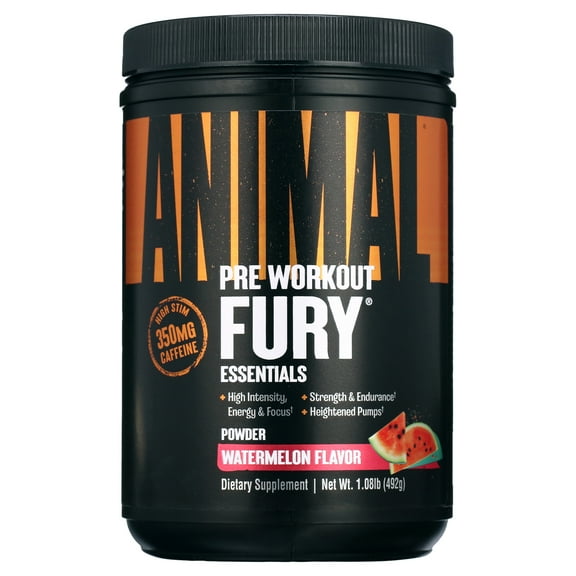 Animal Fury, Pre Workout Powder Supplement for Energy and Focus, watermelon, 30 Servings
