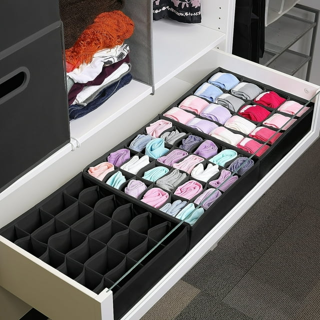 XHSGX Pack 2 organizadores tela calcetines ropa interior 48 compartimentos cremallera plegable armario