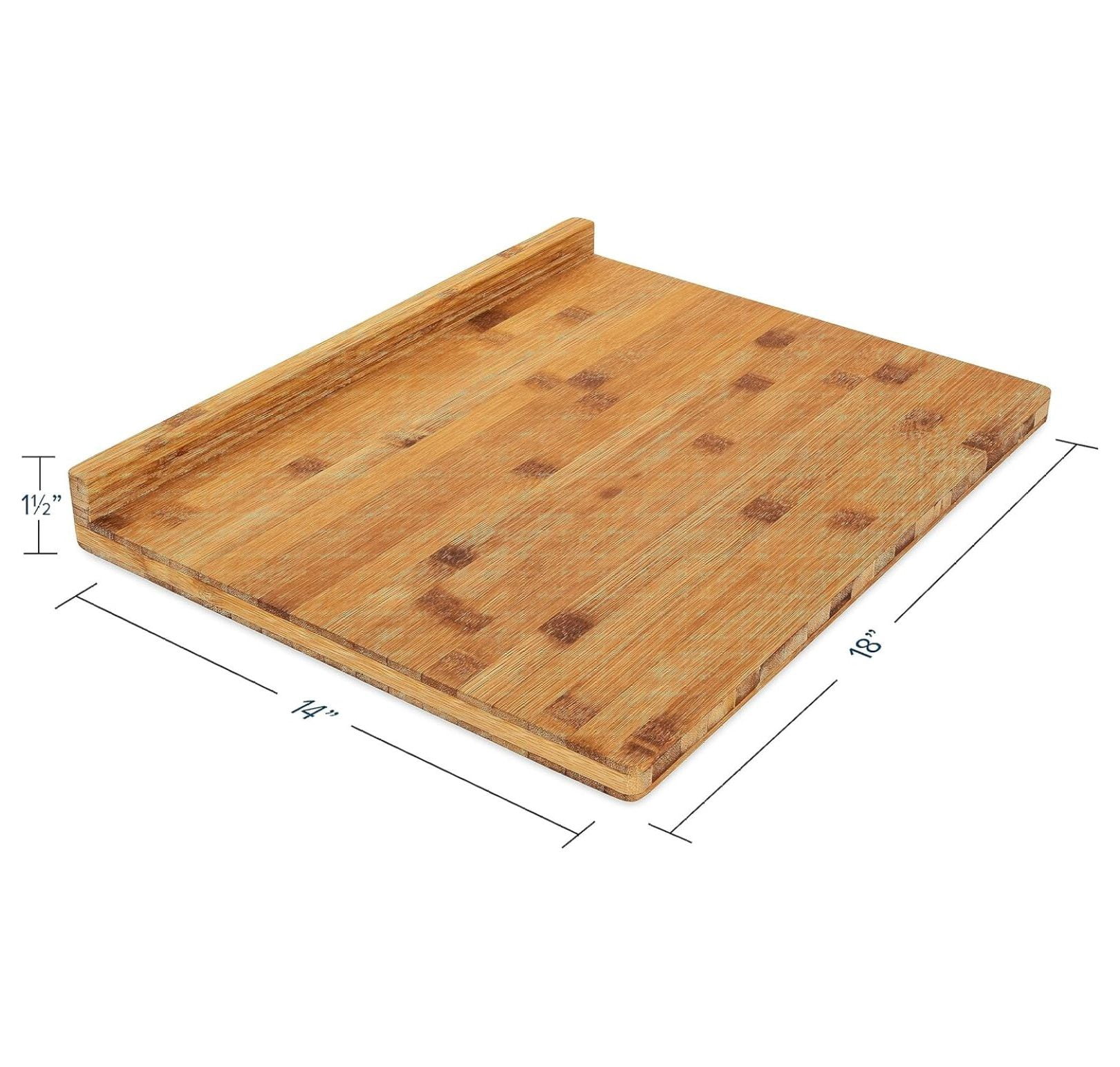 Bamboo Cutting Board with Counter Edge | Perfect for Vegetables, Fruits, Meats, and Cheeses | Measures 18-inches x 14-inches x 1-3/4-inches (43545), Brown