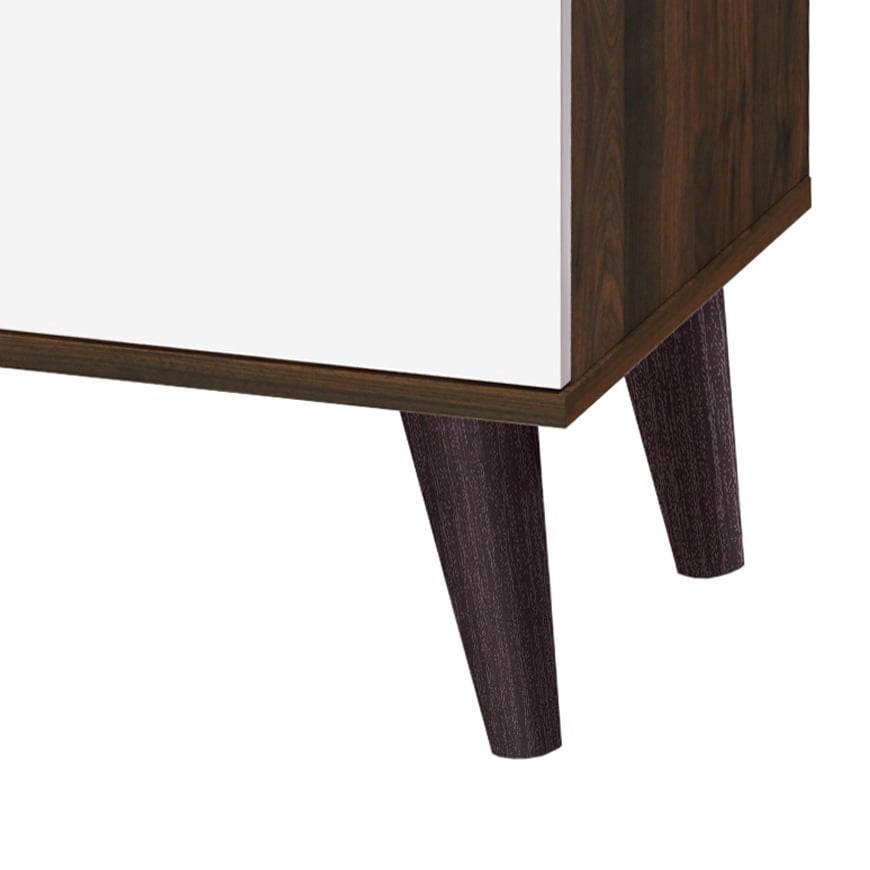 Aukfa Mid-Century Modern TV Stand for TVs up to 65", Wood Entertainment Center with 2 Doors, Low Profile Media Console,Walnut