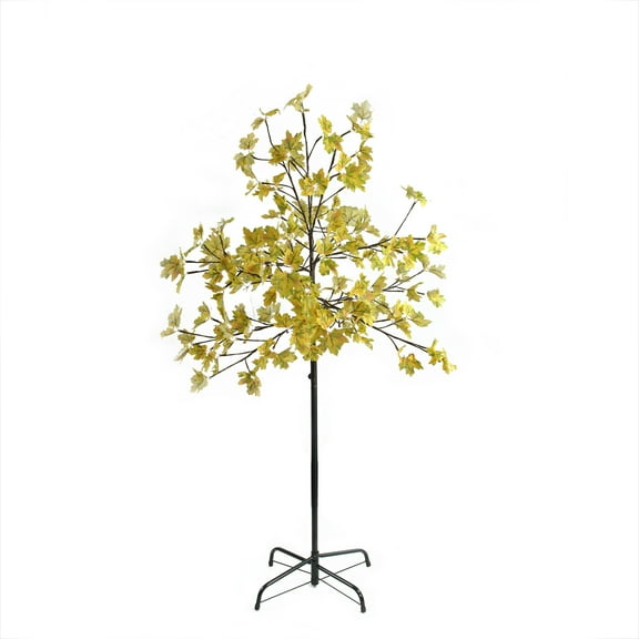 Northlight Pre-Lit Yellow Maple Leaf Artificial Fall Harvest Tree - 5' - White LED Lights