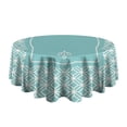 thumbnail image 5 of Round Waterproof Cyan Blue Tablecloth Reusable Washable Weight Fabric Table Covers for Restaurant,Picnic,Indoor and Outdoor Dining 60 Inch X 60 Inch, 5 of 6