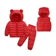 thumbnail image 1 of Hiiyo Infant Girls Winter Outfits Solid Hooded Down Coat Pants Puffer Vest 3Pc Clothes Set, 1 of 8