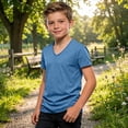 thumbnail image 4 of Boys Tops Casual Short Sleeve Collared Shirt for Everyday Play Soft Blend Tee Top for Spring Summer, 4 of 5