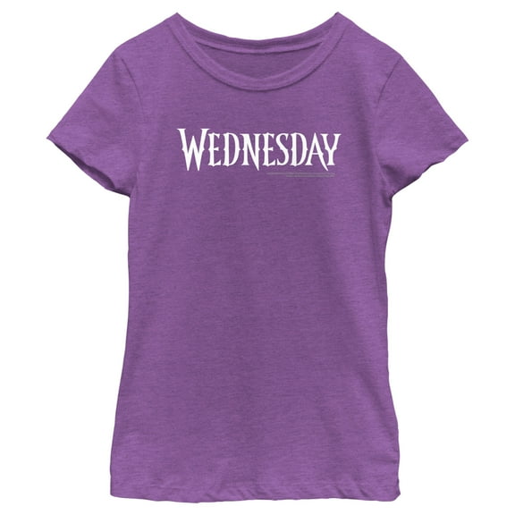 Girl's Wednesday Simple Logo Graphic Tee Purple Berry Large