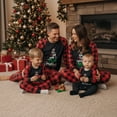 thumbnail image 5 of Christmas Family Pajamas Matching Set Letter Print Long Sleeve Tops and Plaid Pants Sleepwear, 5 of 7
