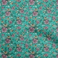 thumbnail image 1 of oneOone Cotton Poplin Turquoise Green Fabric Florals Fabric For Sewing Printed Craft Fabric By The Yard 42 Inch Wide, 1 of 4