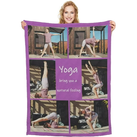 AISENIN Custom YOGA Blanket with Picture Customized Flannel blanket Skin Friendly Perfect Personalized Gift for Halloween Christmas Couples Family and Friends