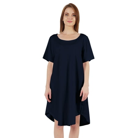 

Inkmeso Nightgowns for WoMen s Short Sleeve W/ Round Neck Nightdress Jersey Tunic Loungewear