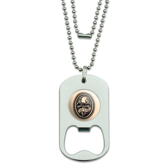 Voter Tattoo Style Eagle with Rose Military Dog Tag Bottle Opener Pendant