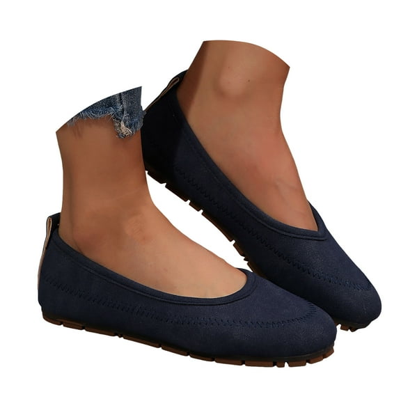 Mepaouo Women's Flats Shoes Suede Round Toe Ballet Dressy Loafers Comfortable Slip on Walking Shoes
