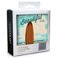 thumbnail image 2 of Newport Beach, California, Surfboard Letterpress, Life is a Beautiful Ride Press Art (Absorbent Ceramic Coasters Set of 4 Matching Images, Cork Back, Kitchen Table Decor), 2 of 3