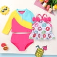 thumbnail image 4 of Tiny Cutey Toddler Girl Swimsuit Baby Long Sleeve Rashguard Top and Tankini Bathing Suit 3 Piece Set for 6-12 Months, 4 of 7