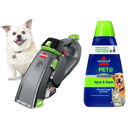 BISSELL Pet Stain Eraser, Cordless Portable Carpet Cleaner, 3180 & BISSELL Pet Stain Odor Remover, 32 Fluid Ounce 74R7V