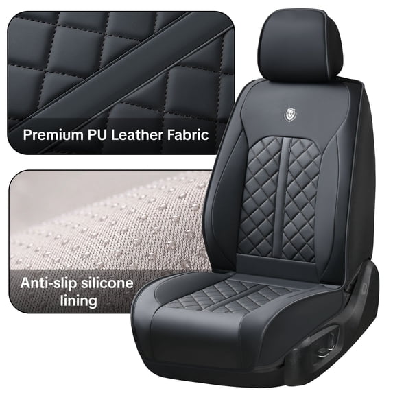 for Toyota Corolla 2015 Car Seat Cover, Black Car Seat Covers, Waterproof PU Leather 5 Piece Full Set Wear Resistance Beautify Interior, Airbag-Compatible
