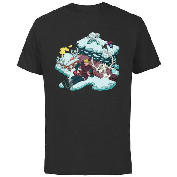 Disney Frozen Kristoff, Sven, Anna & Marshmallow - Short Sleeve Cotton T-Shirt for Adults - Customized-Black