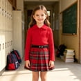 thumbnail image 2 of JAJAHO Toddler And Kids Girls Skirts Set Fall Outfit Long Sleeve Ribbed Top And Plaid Skirt 2 Piece Sets 1-5Y, 2 of 9