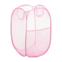 Uxcell Mesh Laundry Basket Collapsible Hamper with Handles for Laundry Room, Pink