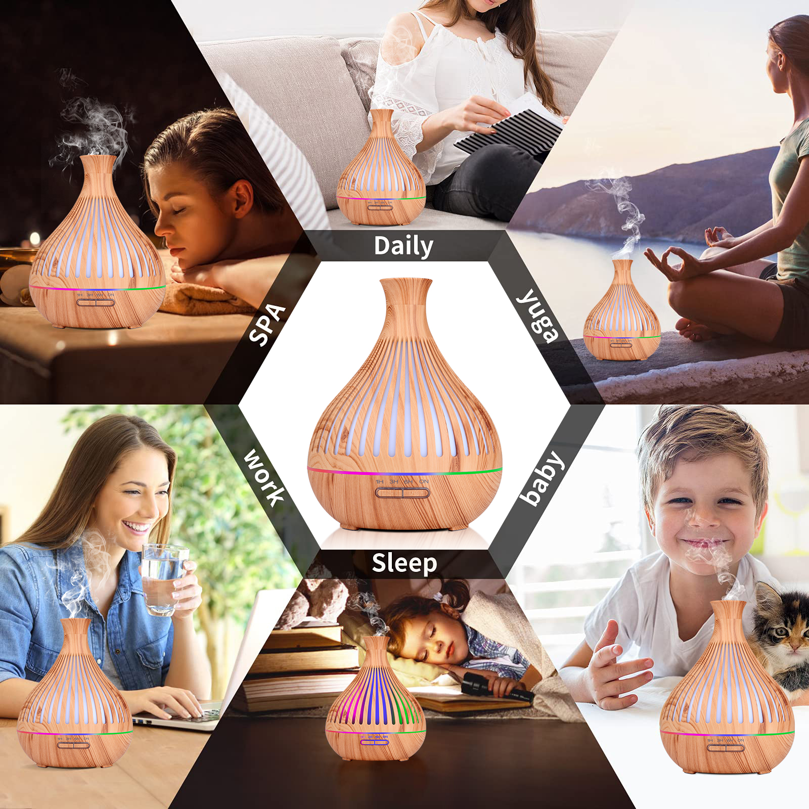 KAMIDA 500ml Essential Oil Diffuser with 6 Oil Set photo 7