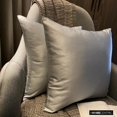 thumbnail image 3 of Fundas de almohada decorativas HomeCentric, color gris claro, paquete de 2, 40 x 40 cm (16 x 16 pulgadas), funda de cojín de satén liso para sofá, estilo moderno liso - Satén flameado gris claro, 3 of 8