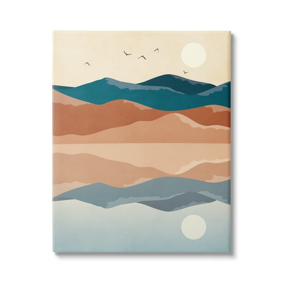 Stupell Industries Birds Flying Over Mountain Peaks Lake Reflection Graphic Art Gallery Wrapped Canvas Print Wall Art, Design by JJ Design House LLC
