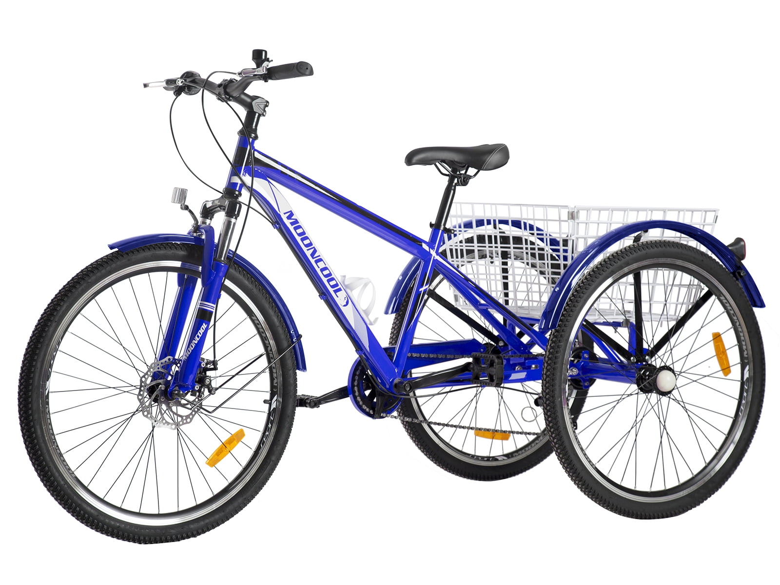 FICISOG Mountain Tricycle for Adults, 3 Wheeled 7-Speed Mountain Tricycle 24 inch 26 inch 27.5 inch Men's Women's Tricycles Cruiser Bike Featuring Disc Brakes, Cargo Basket