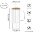 thumbnail image 4 of 32oz Ribbed Glass Cup with Handle Bamboo Lid and Straw, Glass Tumbler, Iced Coffee Cups Hot/Cold Drinks (Yellow Handle), 4 of 8