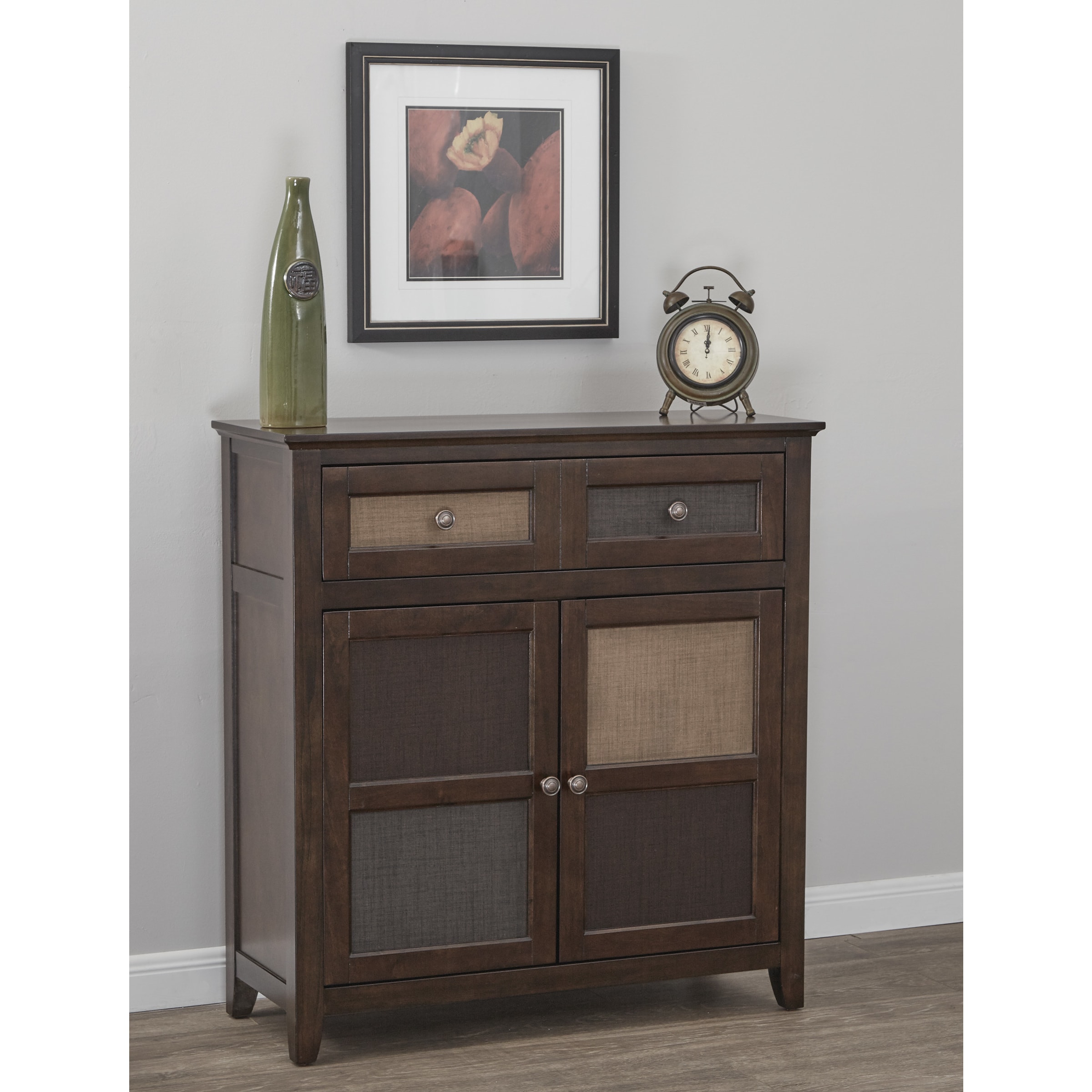 Office Star Products Bramley Hall Storage Cabinet In Cabernet Wood Finish And Assorted Fabric Front Walmart Com Walmart Com