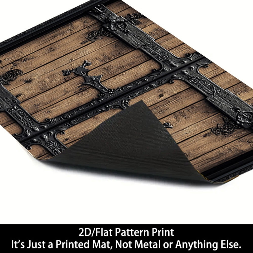 1 2D/flat stove cover protection pad, retro-style wooden ironwork decorative door pattern design, 28.3x20.5 inches (72×52cm), easy to clean, perfectly suitable for any kitchen, washing machine, dryer