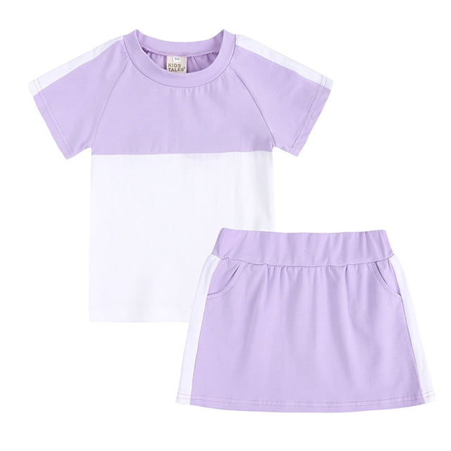 Gibobby Conjunto de pantalón para bebé Camiseta de verano Unisex para niños pequeños y bebés, faldas de algodón de retazos, ropa de dormir de 2 piezas, ropa(Morado, 9-10 Años)