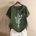 thumbnail image 2 of Drses Womens Summer Tops Fashion Women's Casual Print Blouses Button Shirts Short Sleeve Round Neck Tops Tops for Women Trendy, 2 of 4